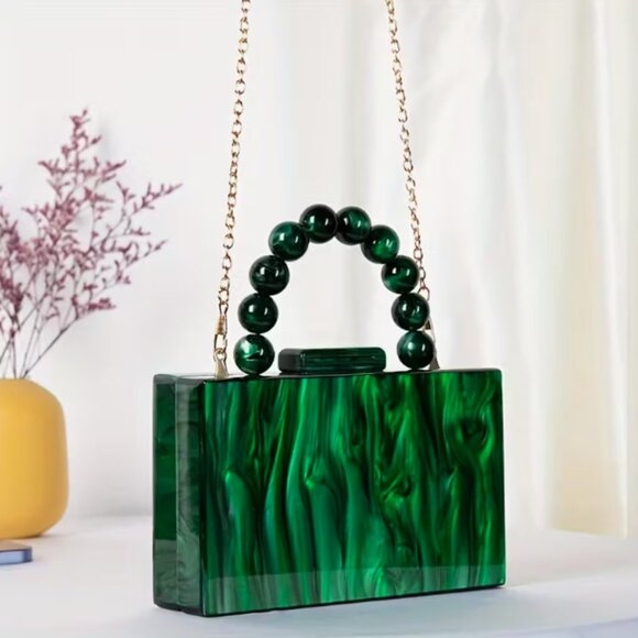 Handbags - Elegant Acrylic Handbag/Crossbody (Green)